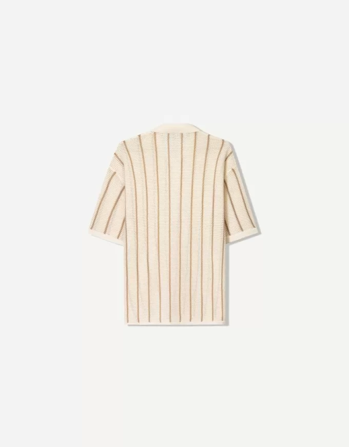 Striped textured short sleeve shirt
