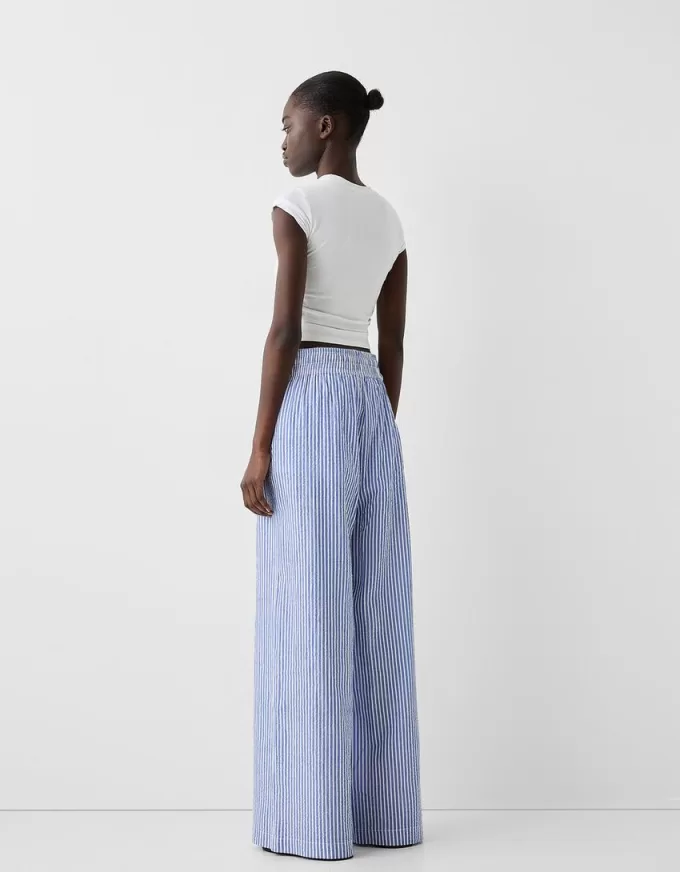 Striped wide-leg creased-effect pants Striped wide-leg creased-effect pants