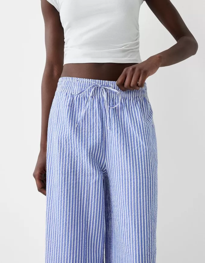 Striped wide-leg creased-effect pants Striped wide-leg creased-effect pants