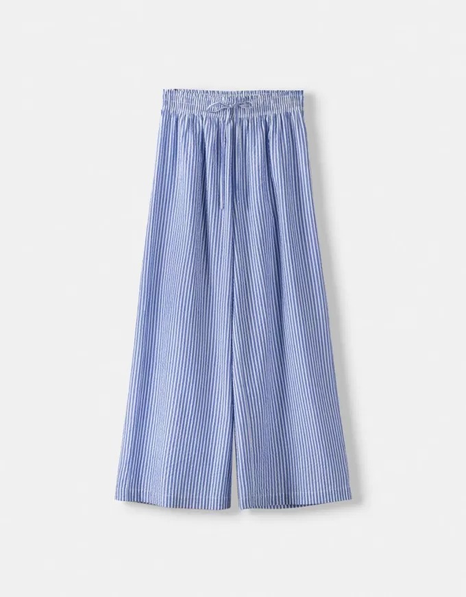 Striped wide-leg creased-effect pants Striped wide-leg creased-effect pants