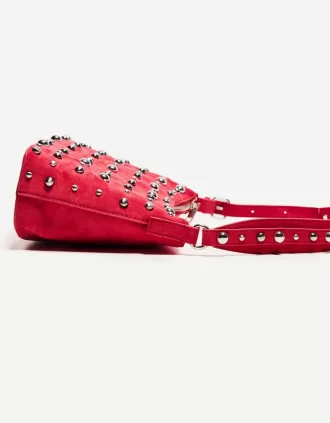 Studded faux suede bag
