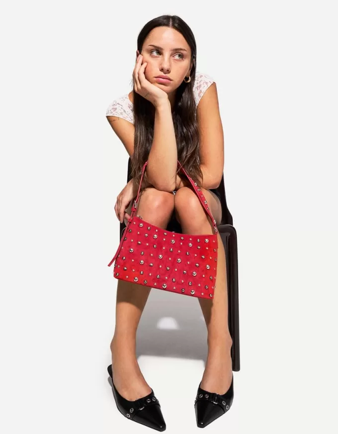 Studded faux suede bag Studded faux suede bag