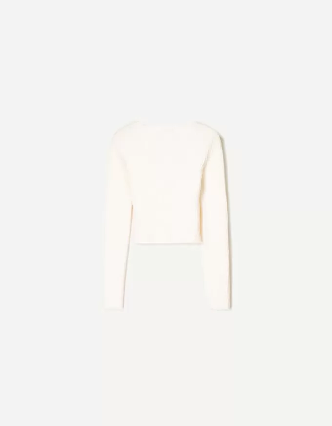 Sweater with a square neckline and bow Sweater with a square neckline and bow