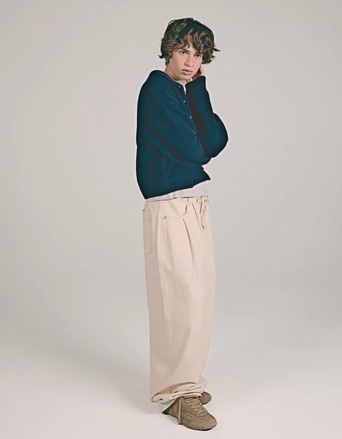 Sweater with polo collar