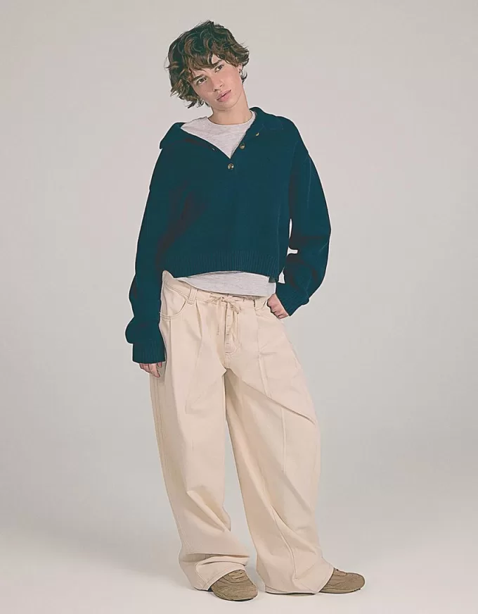 Sweater with polo collar