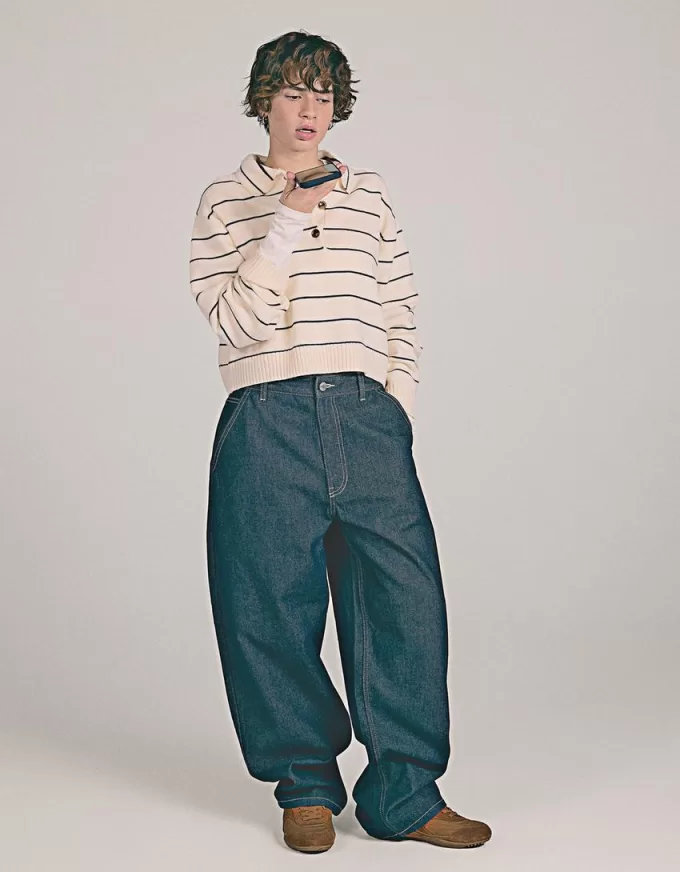 Sweater with polo collar