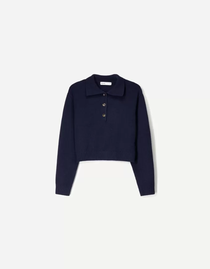 Sweater with polo collar