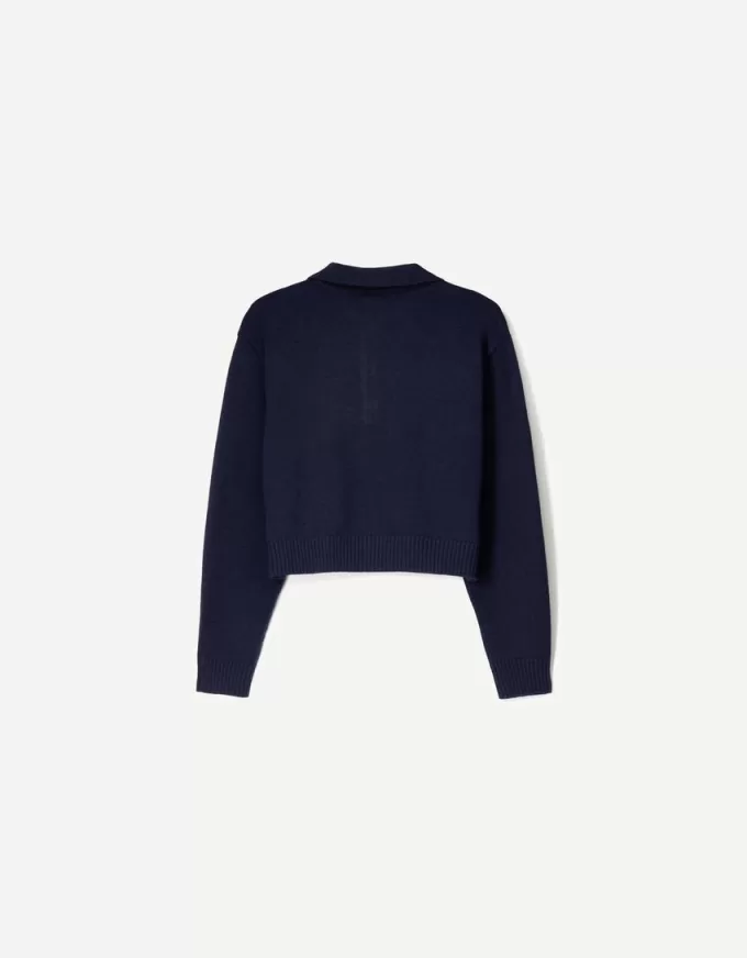 Sweater with polo collar