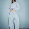 Sweatshirt material barrel pants Sweatshirt material barrel pants