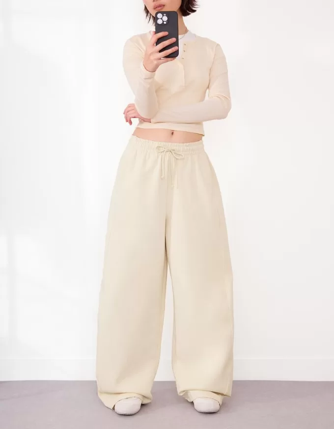 Sweatshirt material barrel pants