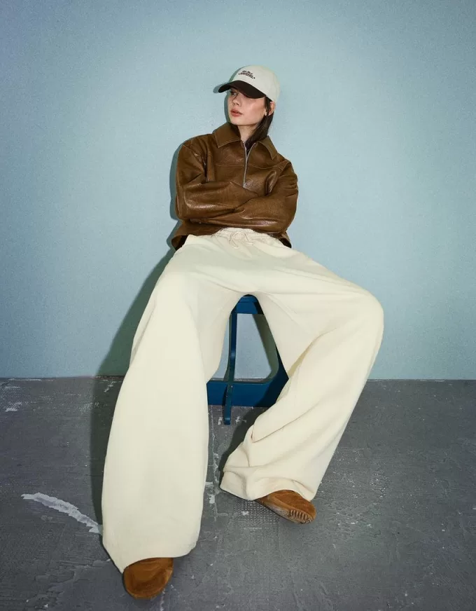 Sweatshirt material barrel pants