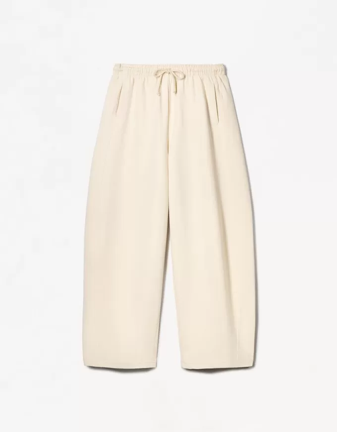 Sweatshirt material barrel pants