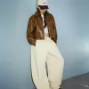 Sweatshirt material barrel pants