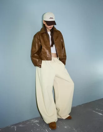 Sweatshirt material barrel pants