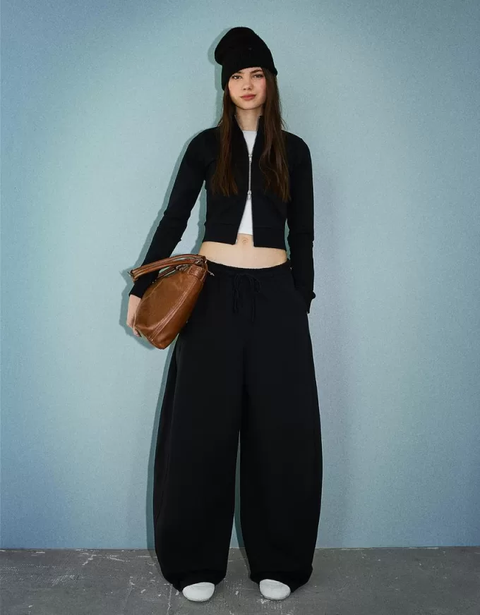 Sweatshirt material barrel pants