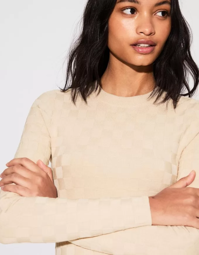 Textured check mini dress