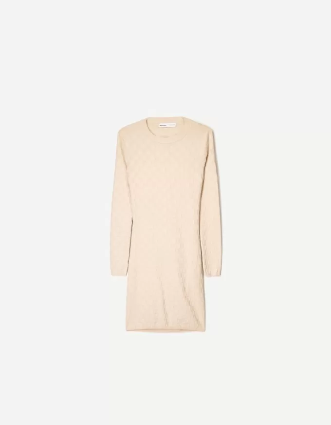 Textured check mini dress