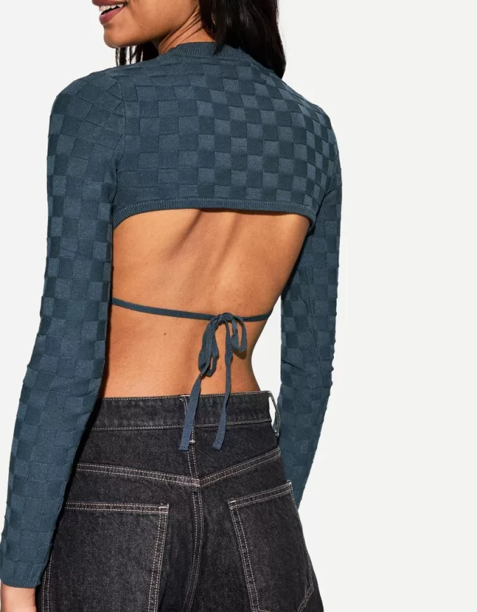 Textured check sweater