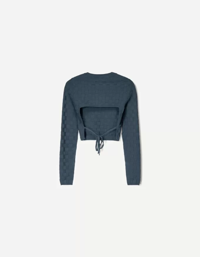 Textured check sweater