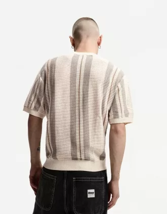 Textured striped short sleeve T-shirt