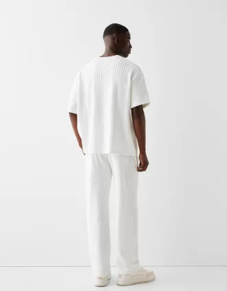 Textured striped short sleeve T-shirt