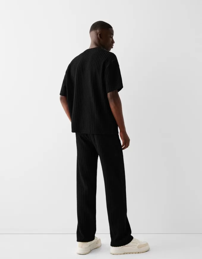 Textured striped short sleeve T-shirt Textured striped short sleeve T-shirt