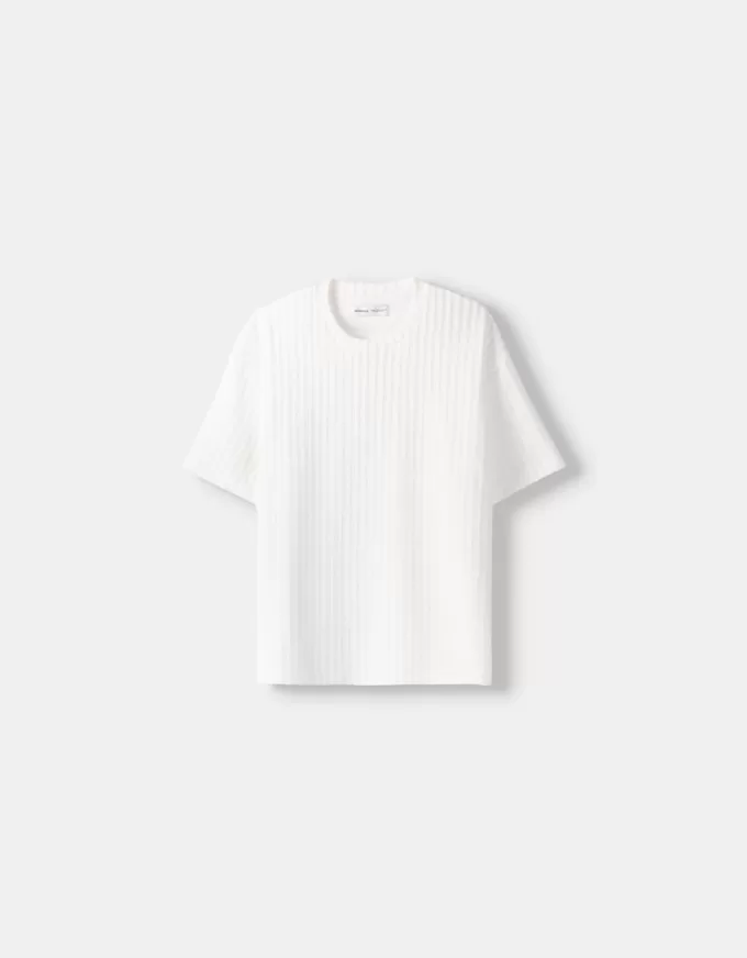 Textured striped short sleeve T-shirt Textured striped short sleeve T-shirt