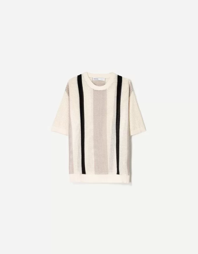 Textured striped short sleeve T-shirt