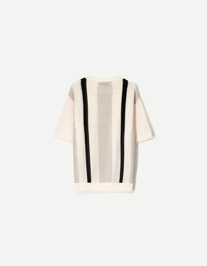 Textured striped short sleeve T-shirt
