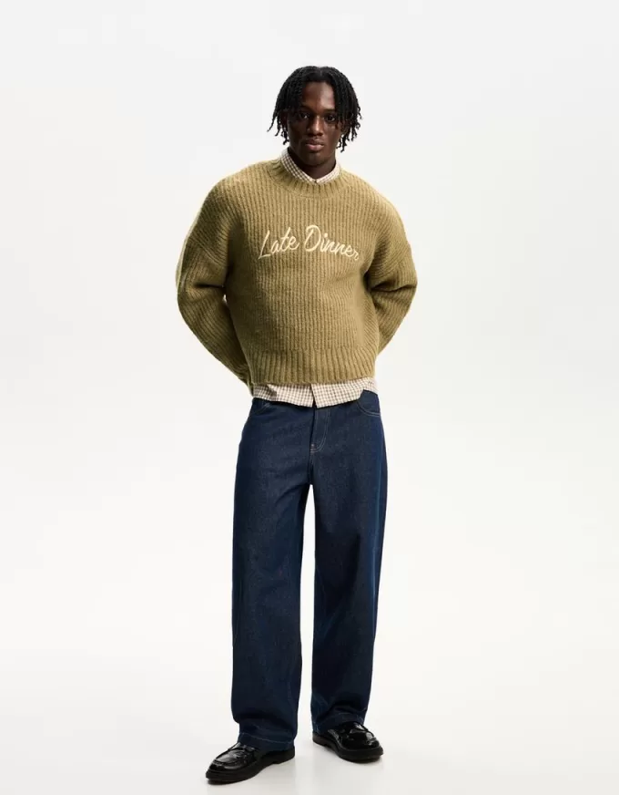 Textured weave embroidered sweater Textured weave embroidered sweater