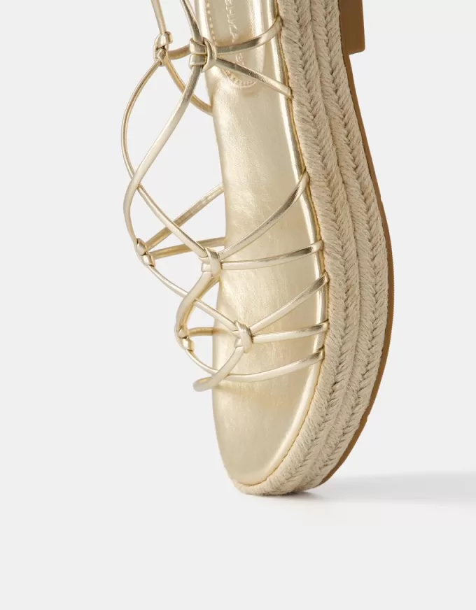 Tied flat jute sandals