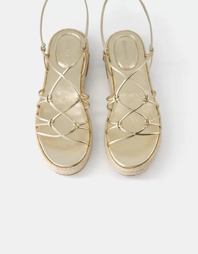 Tied flat jute sandals