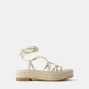 Tied flat jute sandals