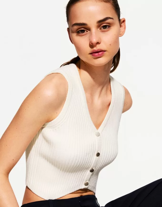 V-neck ribbed vest V-neck ribbed vest