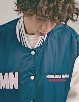 Varsity jacket with contrasting sleeves