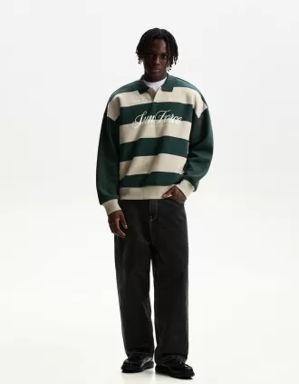 Varsity sporty polo sweatshirt