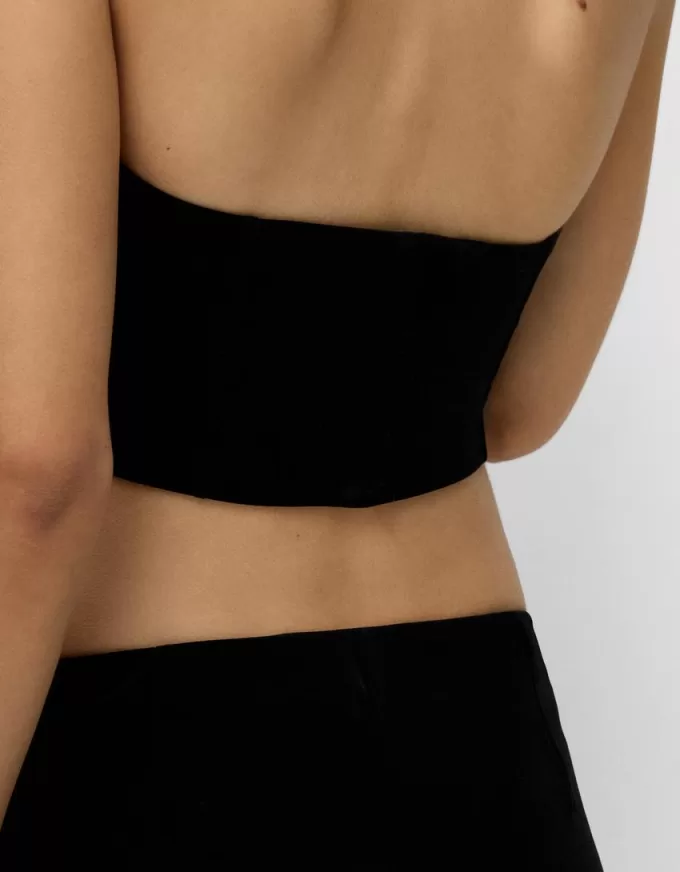 Velvet corsetry-inspired top
