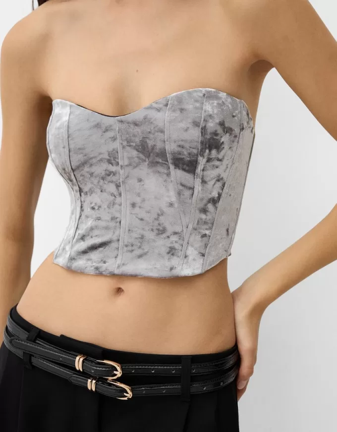 Velvet corsetry-inspired top Velvet corsetry-inspired top
