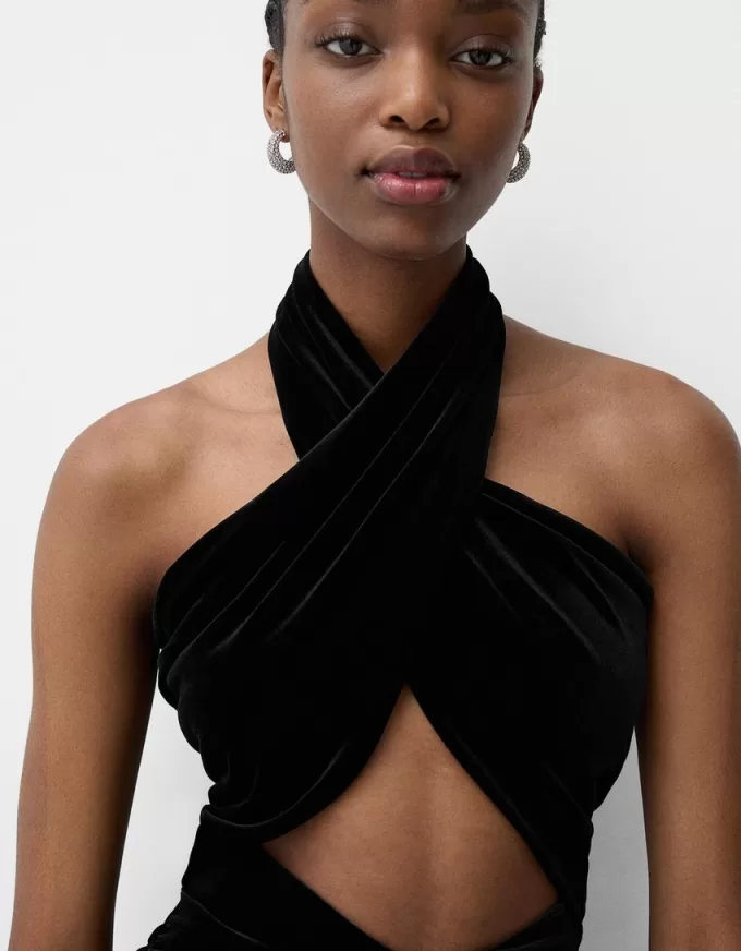 Velvet halter neck midi dress Velvet halter neck midi dress