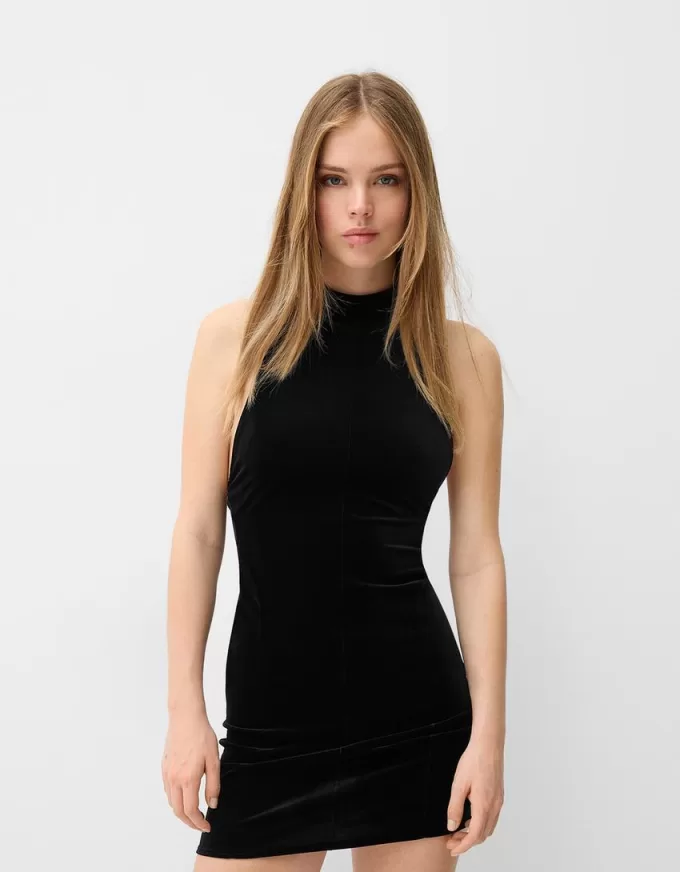Velvet high neck mini dress Velvet high neck mini dress