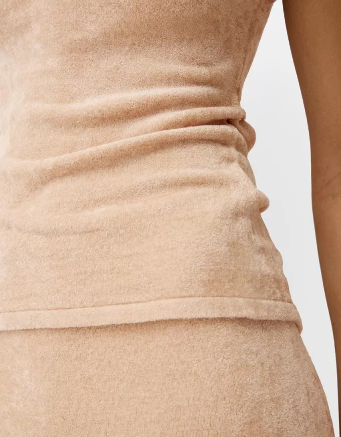 Velvet high neck top with tie detail Velvet high neck top with tie detail