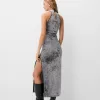 Velvet midi dress with teardrop neckline Velvet midi dress with teardrop neckline