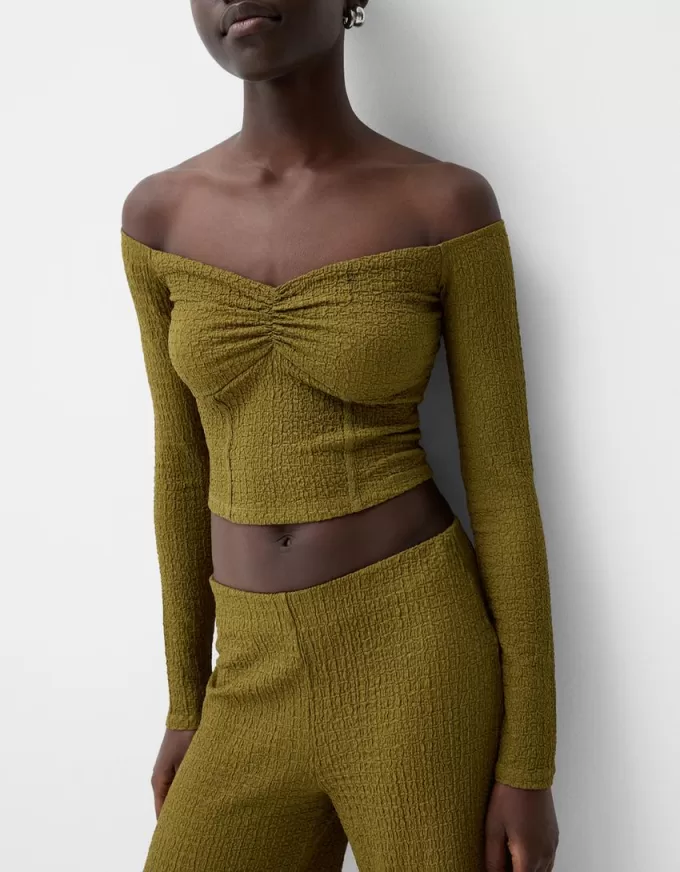 Waffle-knit long sleeve T-shirt Waffle-knit long sleeve T-shirt