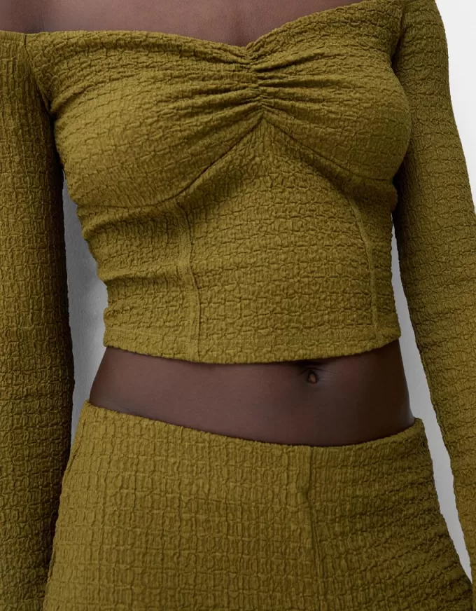 Waffle-knit long sleeve T-shirt Waffle-knit long sleeve T-shirt