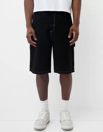 Wide-leg carpenter Bermuda shorts
