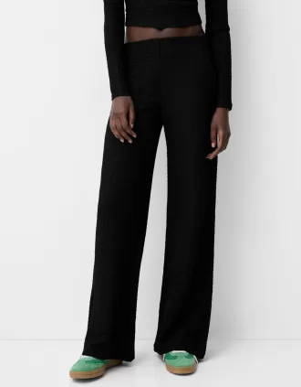 Wide leg embossed pants