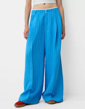 Wide-leg poplin pants