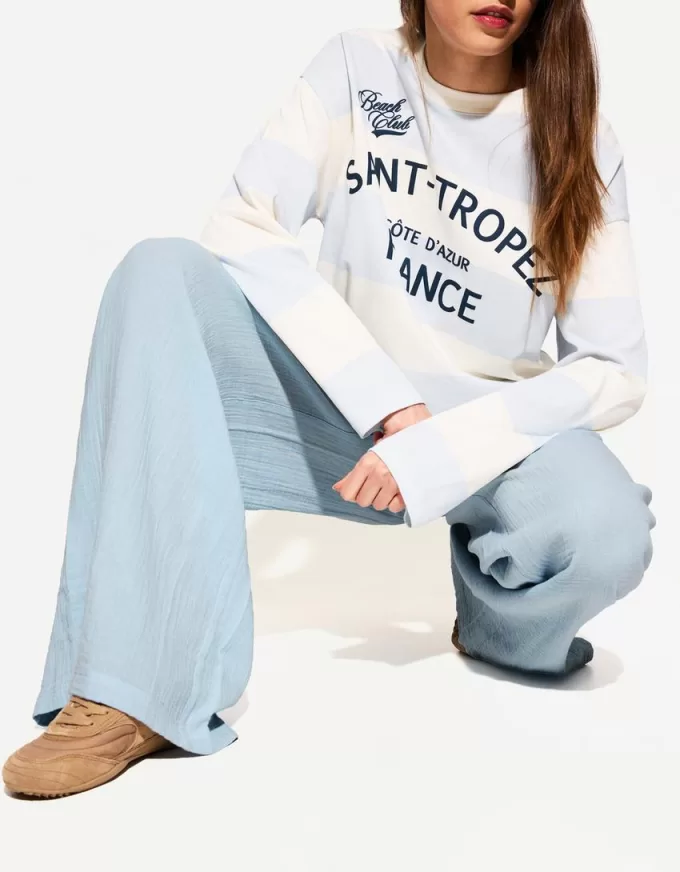 Wide-leg rustic double cloth pants Wide-leg rustic double cloth pants