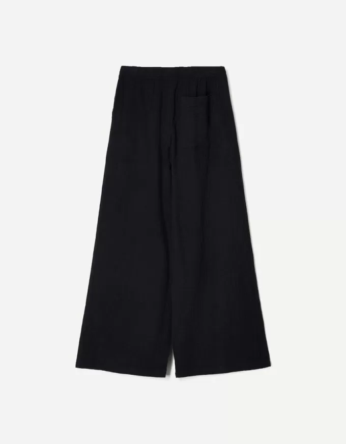 Wide-leg rustic double cloth pants Wide-leg rustic double cloth pants