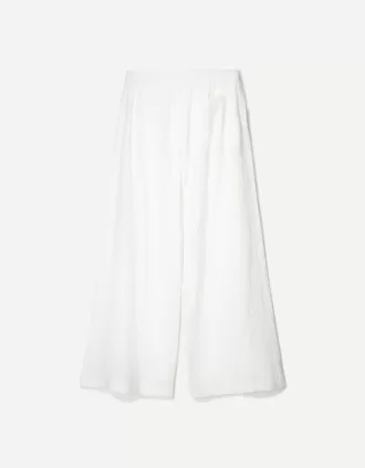 Wide-leg rustic double cloth pants